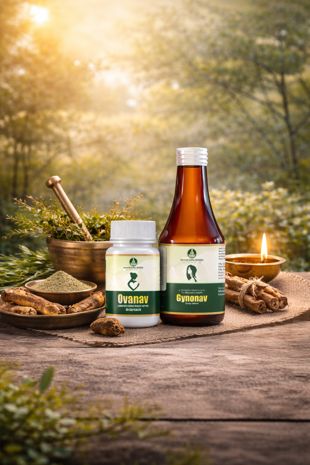 Traditional Ayurvedic herbs and healing ingredients